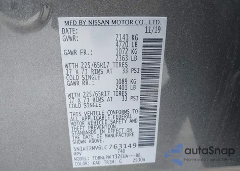 2020 Nissan Rogue S Intelligent Awd из США, поврежденный, VIN 5N1AT2MV6LC763149